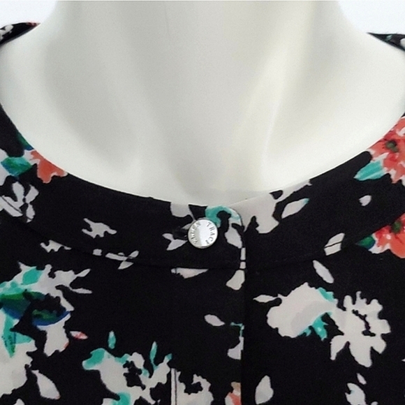Ellen Tracy Soft Shirt Petite Blooms Black Multi Color 3/4 Sleeves Dress Size 10 - Picture 7 of 15